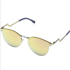 Fendi Iridia Cat Eye Gold Blue Mirror Shades